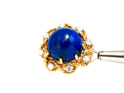 GIA Certified Natural Lapis Diamond Clip Earrings & Ring 18kt *v