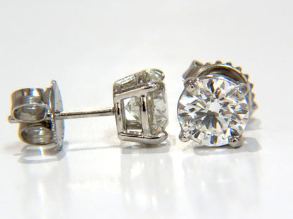 GIA 1.80CT NATURAL ROUND BRILLIANT DIAMOND STUD EARRINGS PLATINUM IDEAL *v