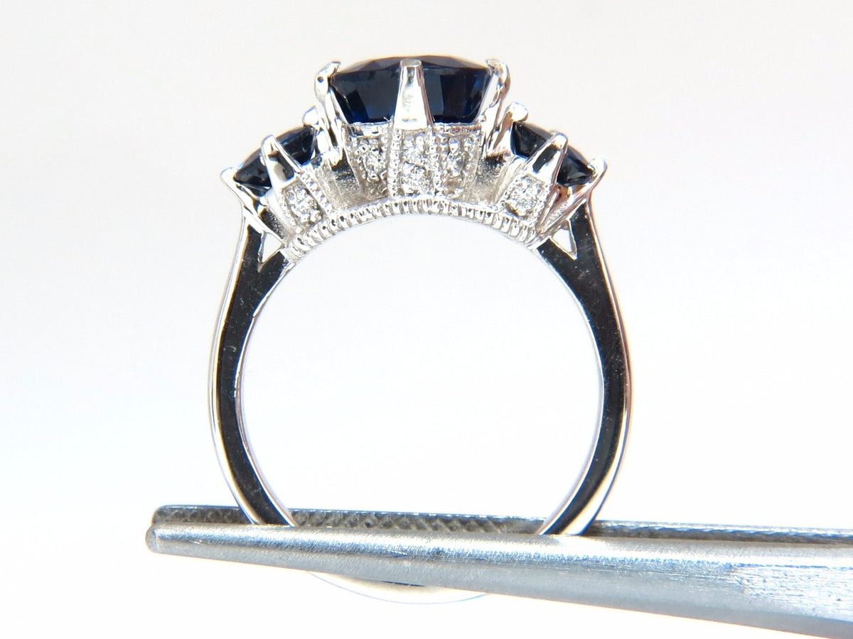 Natural Kyanite Sapphire diamonds ring 3.82ct. vivid blue 14kt *v