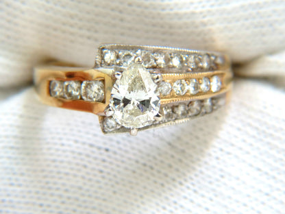 1.00CT BRILLIANT PEAR SHAPE NATURAL DIAMOND RING 14KT CROSSOVER *v