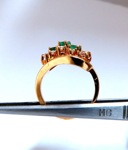 Emerald Diamonds Ring 14kt .36ct Natural Cluster Deco *v