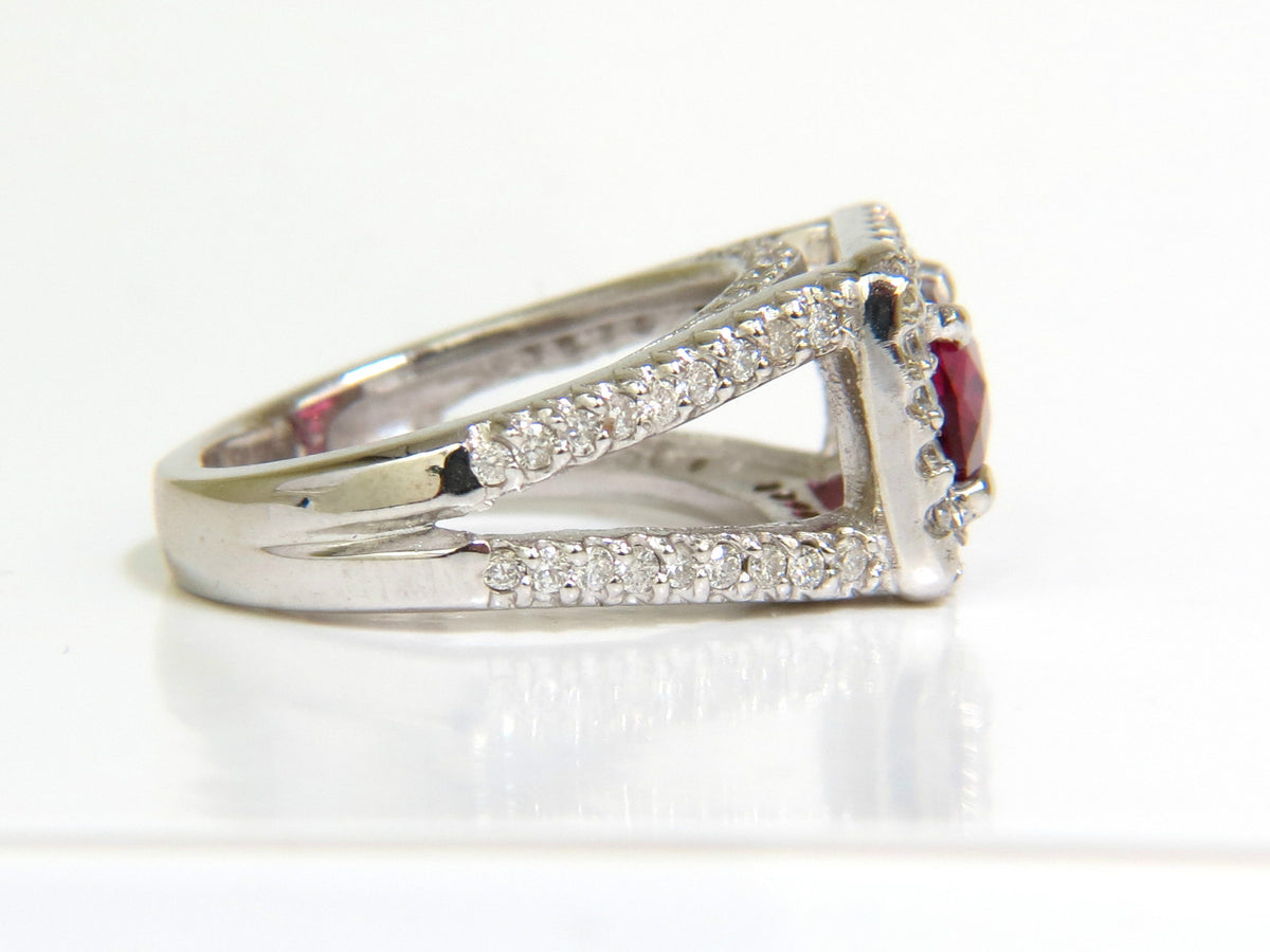 2.73CT NATURAL BRIGHT PINK TOURMALINE DIAMOND RING SPLIT SHANK 14KT *v