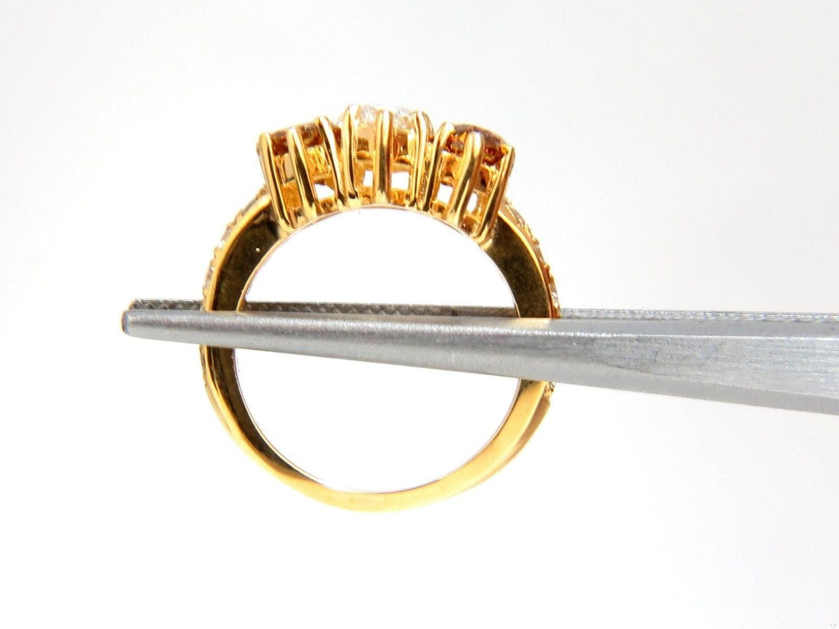 Natural .78ct Pear & 1.52ct Fancy Yellow Brown Diamonds Ring 18kt 10027 *v