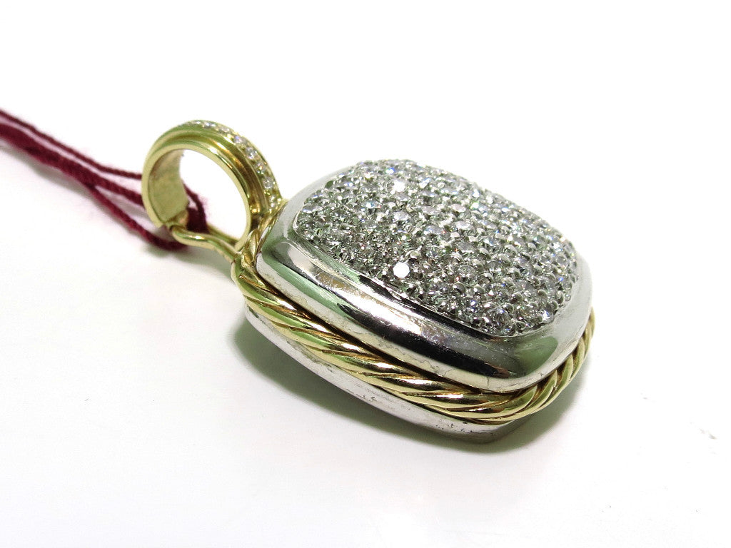 2.40CT DIAMONDS CLUSTER PAVE PENDANT ROPE TWIST & 14kt *v
