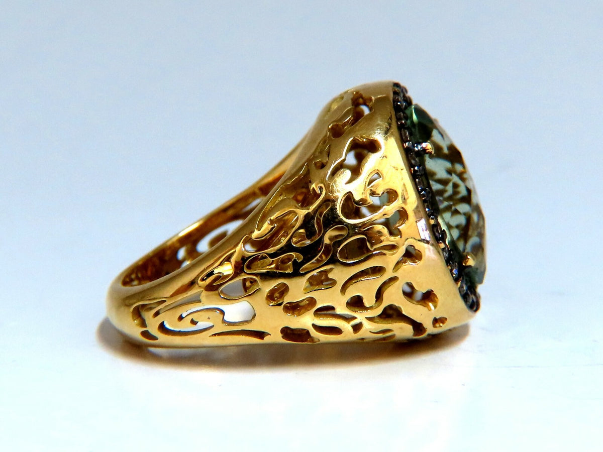 Garavelli Designer 16ct natural green amethyst diamonds ring 18kt *v