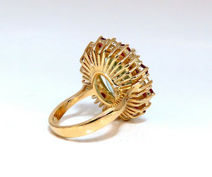 15.34ct Natural Aquamarine Ruby Diamonds Patriot Cluster Cocktail Ring 14kt *v