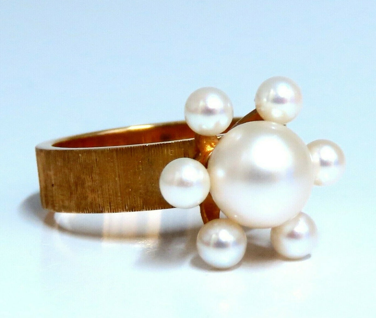 Handmade Pearl Raised Cluster Ring 14kt *v