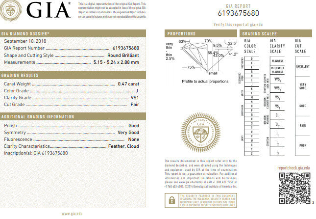 GIA Certified .69ct round cut diamond Raised Diamond Engagement Ring 14 Karat*v