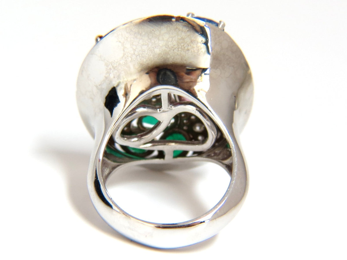 7.26CT NATURAL SAPPHIRE EMERALD RUBY DIAMONDS SECTIONAL COCKTAIL RING 18KT*v