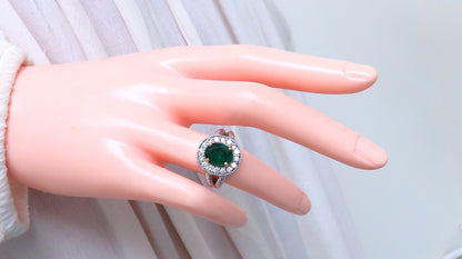 Emerald Diamonds Ring 14kt 2.69ct Natural Oval Brilliant *v