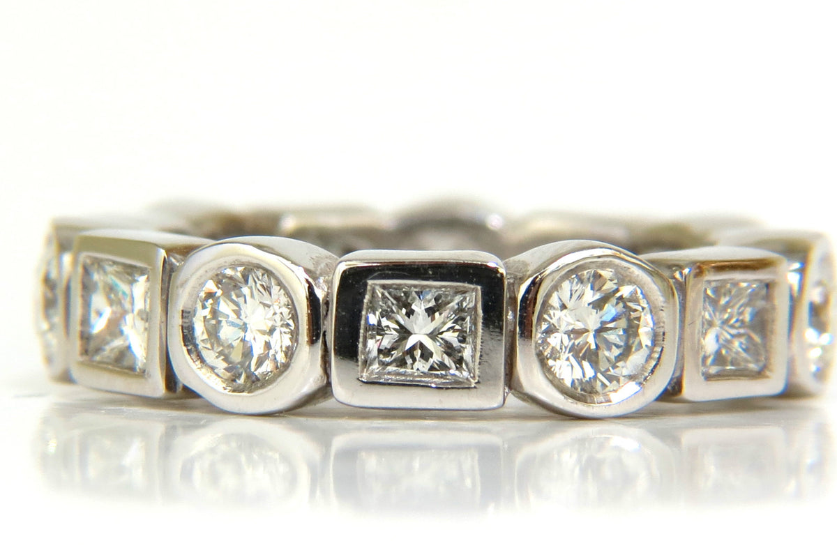 2.80CT NATURAL ROUNDS PRINCESS DIAMONDS ETERNITY BAND PLATINUM FLUSH DURABLE *v