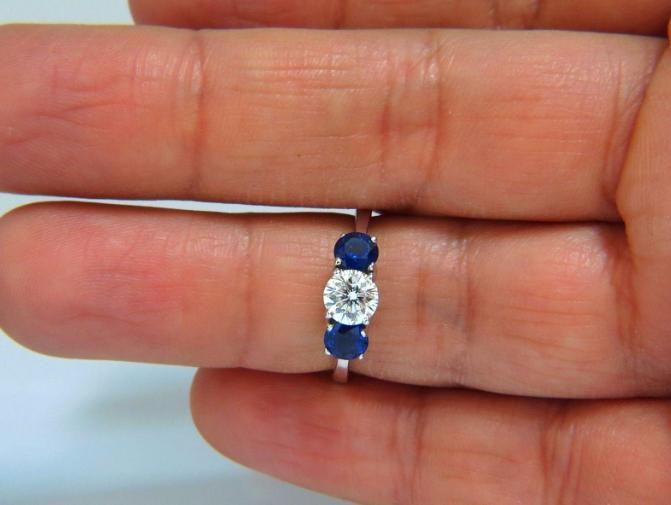 GIA Certified .73ct Natural Diamond Sapphires Ring 14kt 45547 *v