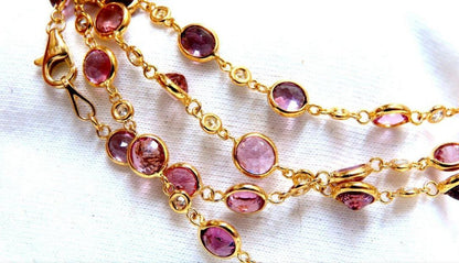 46ct Natural Pink Spinel Diamonds Yard Necklace 14kt Gold 12333 *v