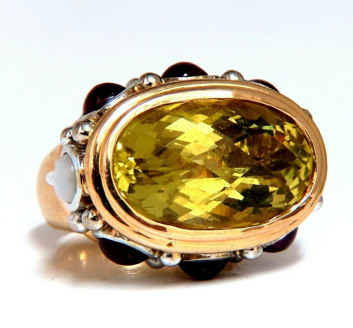 25ct Natural Lemon Quartz Vintage Ring 19 Karat Vintage 52 Gram *v