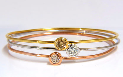 1.18CT Stackable Bangles Diamonds Bracelet 14KT Fancy Color Mod Interlock *v