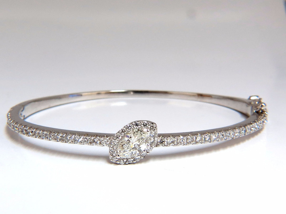 GIA Certified 1.84ct marquise diamond cluster halo bangle bracelet 14kt *v