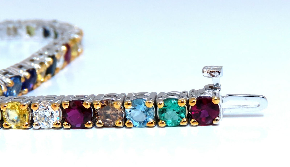 8.70ct natural ruby emerald sapphires diamond tennis bracelet 14kt gem line *v