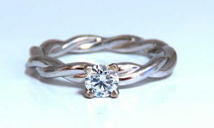 GIA certified .32ct Round Natural Diamond Ring 14kt Classic D/si1 Braid *v