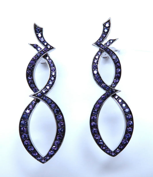 4.50ct natural purple amethyst clip earrings 18kt Cosmopolitan Mod deco *v