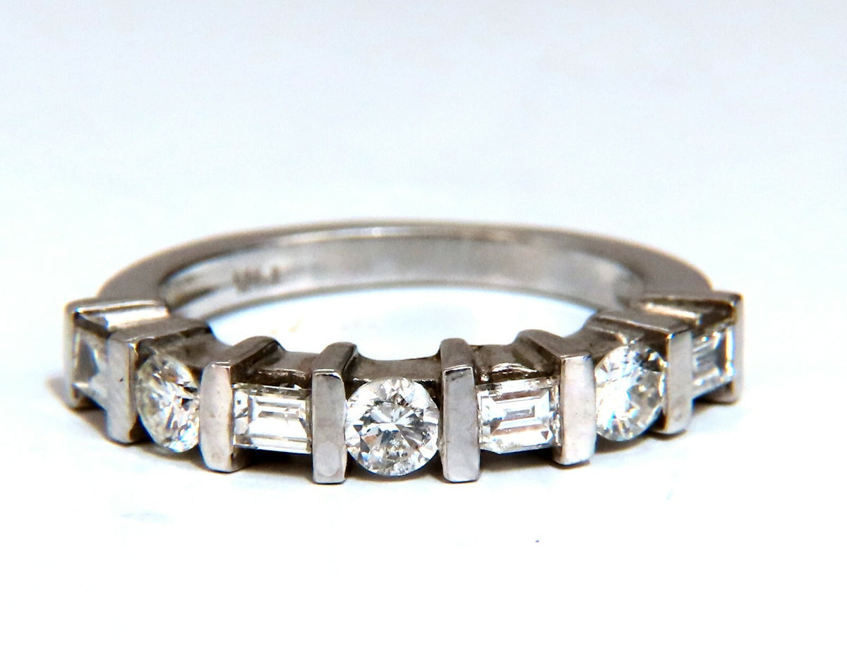 .75ct. Natural baguettes and rounds Diamond band ring 14 karat *v