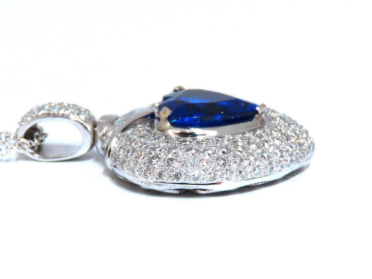 GIA Certified 8.50ct Natural Heart Tanzanite Diamond Necklace 14kt Gold Prime *v