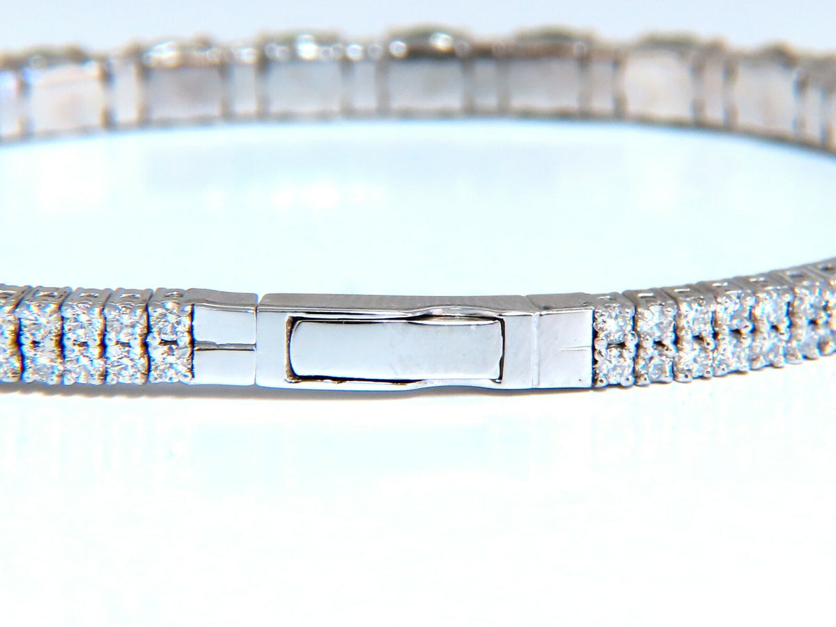 7ct Natural Emerald Diamond Bangle Bracelet 14kt White Gold *v