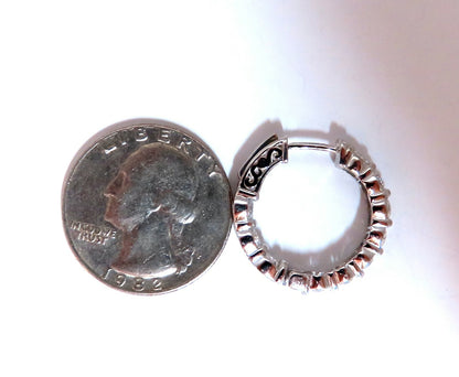 3.02ct Natural Round Diamond hoop earrings 14kt 22mm button & share prong *v