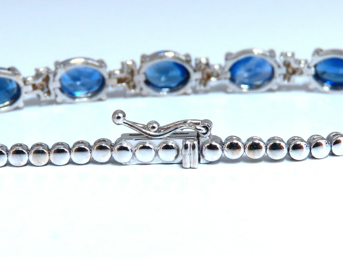 6.38ct natural Vivid royal blue round sapphires diamond bracelet 14 Karat *v