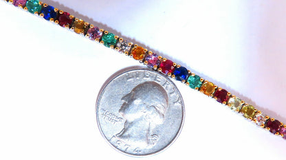 9.80ct natural ruby emerald sapphires diamond tennis bracelet 14kt gem line *v