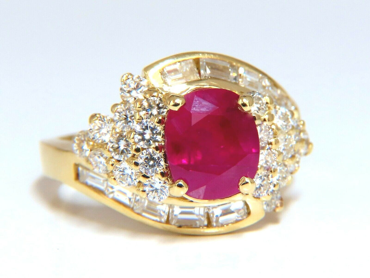 GIA Certified 4.08ct Burma Red Ruby Diamonds Ring 18 Karat *v