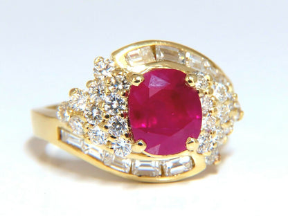 GIA Certified 4.08ct Burma Red Ruby Diamonds Ring 18 Karat *v