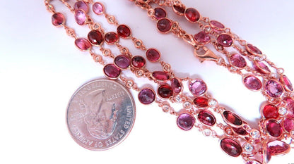 43ct Natural Spinel Yard Diamond Necklace 14kt Gold *v