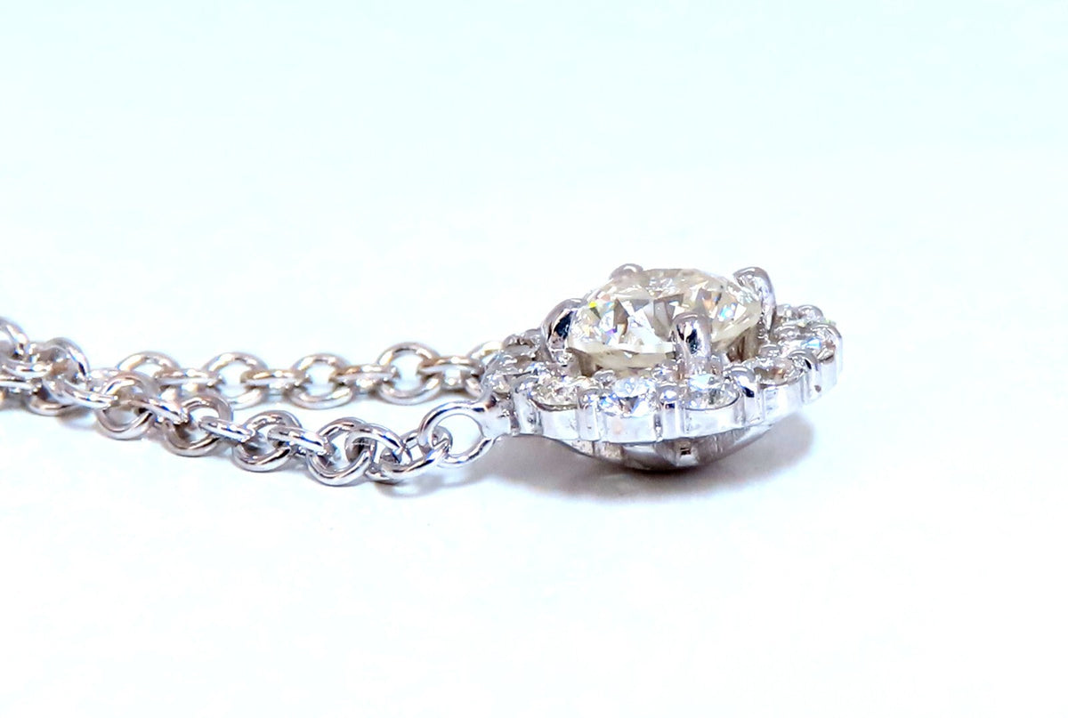 1.09ct natural diamonds halo cluster necklace 14kt *v