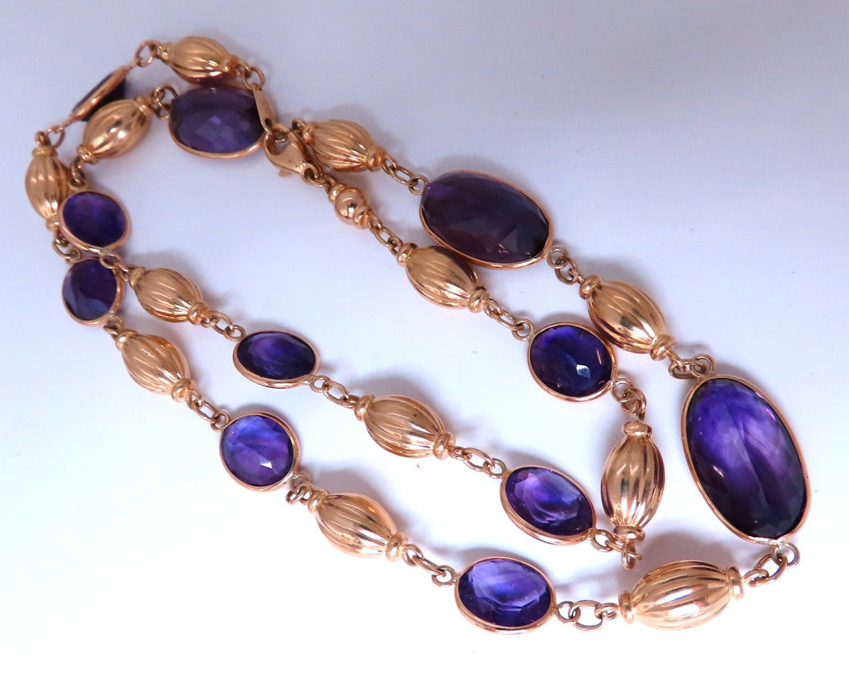 50ct natural purple amethyst necklace 14kt Gold yard *v