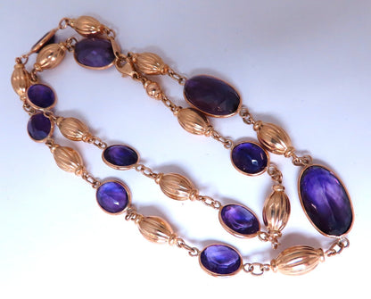 50ct natural purple amethyst necklace 14kt Gold yard *v