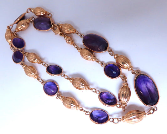 50ct natural purple amethyst necklace 14kt Gold yard *v