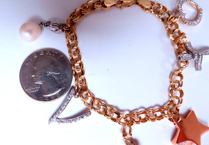 Caribbean keepsake natural diamonds charm bracelet 14Kt gold 12457 *v