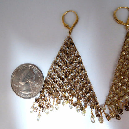 28.15ct Natural Fancy color briolette diamond dangle earrings 18kt Mesh *v