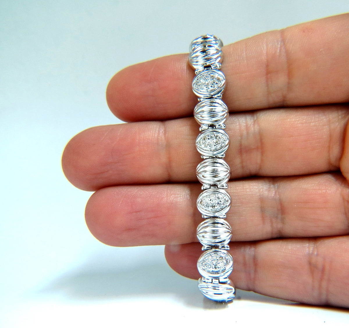 Mod Watermelon Link 1.00ct Diamonds Tennis Bracelet 14kt *v