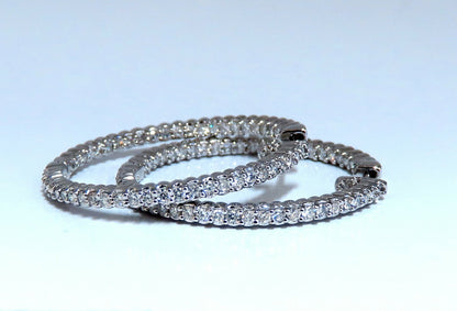1.50ct Natural Diamond Hoop Earrings 14kt White Gold 1.35 inch *v