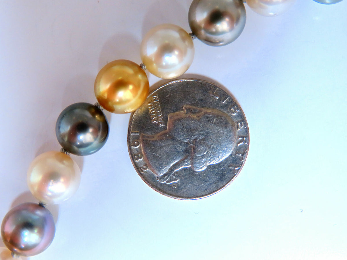 GIA certified Natural Peacock Tahitian Saltwater Pearls necklace 12.6m 14k *v