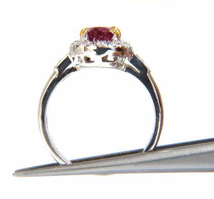 GIA Certified 1.63ct Burma Natural Ruby Diamond Ring 18kt Vivid Red *v