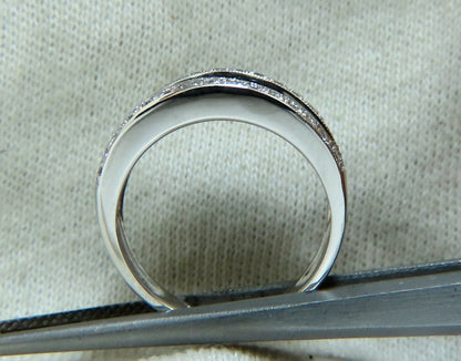 1.70ct Natural Baguette & Rounds Diamonds Band 18 Karat 4-row sandwich deck *v