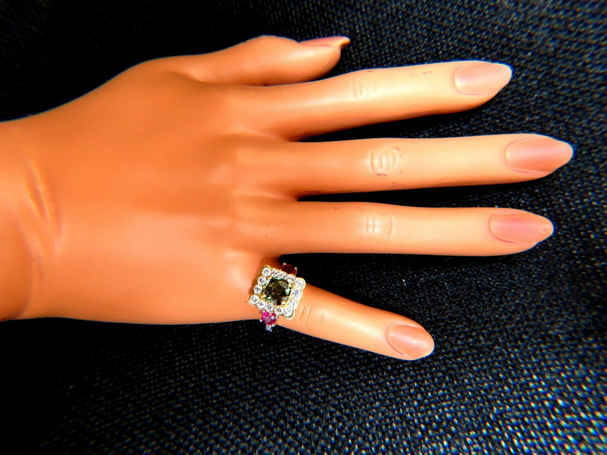 GIA Certified 3.48 carat natural color change alexandrite Ruby diamond ring *v