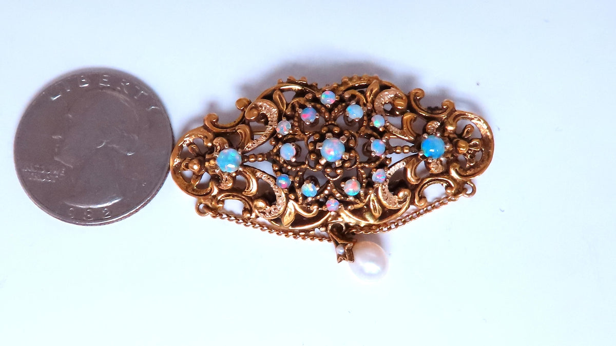 Vintage Edwardian Natural Opal Pin 14kt Pendant 12368 *v