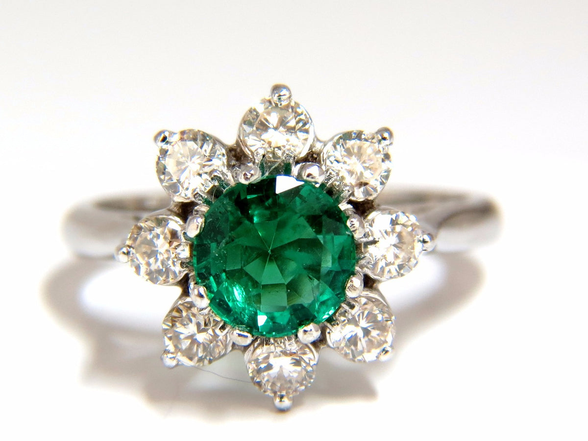 1.72ct natural vivid bright green emerald diamonds ring 14kt *v