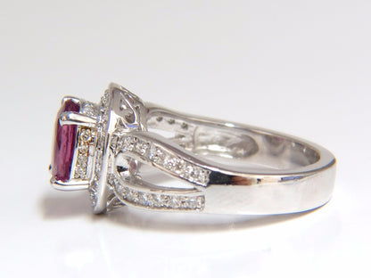 1.98ct natural vivid pink sapphire diamonds ring 18kt split shank mod *v