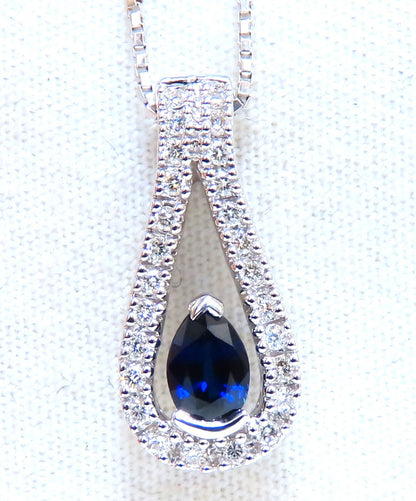 .40ct natural pear shaped sapphire diamonds drop pendant 14kt *v