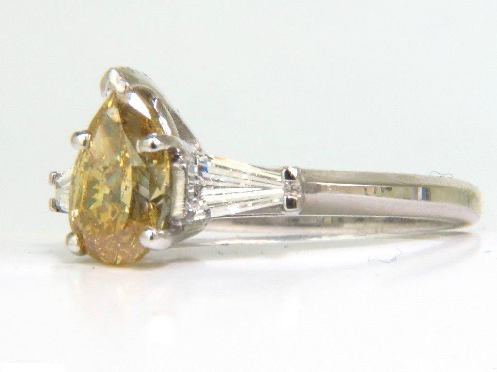 GIA 1.62CT NATURAL FANCY YELLOW DIAMOND RING VIVID & CLEAN 14kt *v
