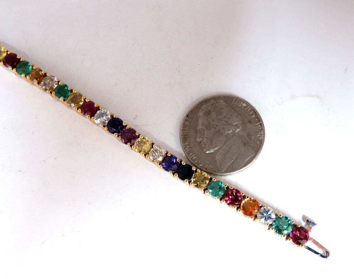 13.45Ct Natural Spinel Emerald Sapphire Ruby Amethyst Diamond Bracelet 14kt *v